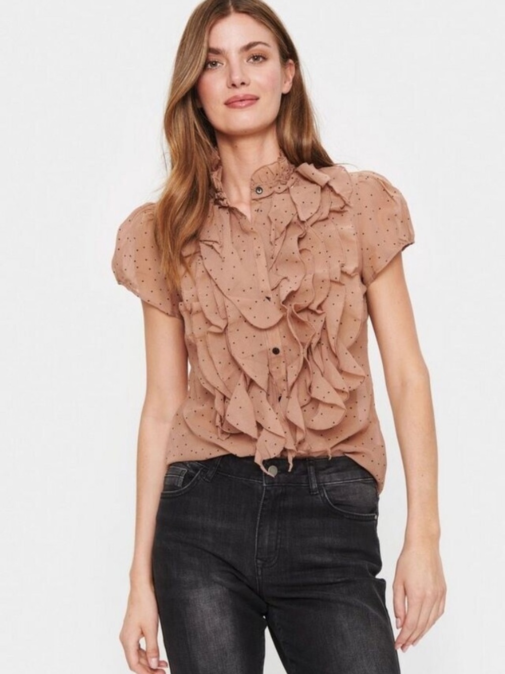NWT Saint Tropez Ruffle Blouse